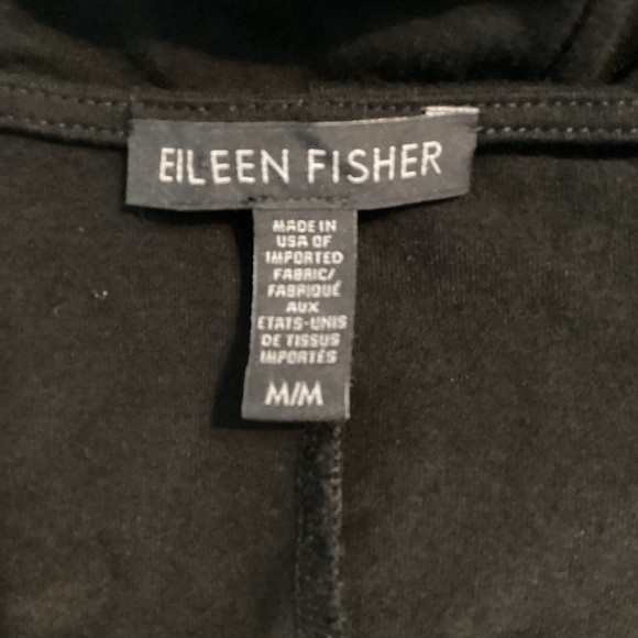 Eileen Fisher Black Long Sleeve V-Neck Midi Dress Size M Viscose - Picture 6 of 7